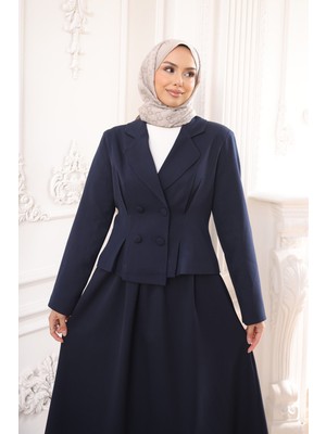 İmaj Butik Lacivert Ceket Etekli Takım