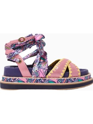 Kurt Geiger Orson Cross Scarf %100 Süet Lüks Tasarım Düz Kadın Sandalet