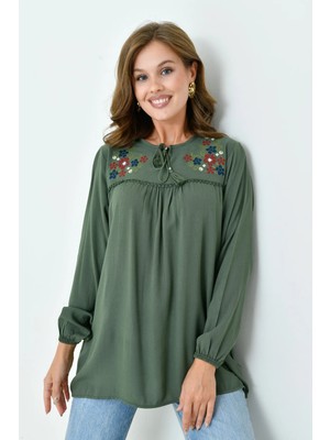 Lifera Nakışlı Şile Bezi Bluz