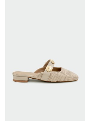 Laminta Flux Gold Aksesuarlı Nude Kadın Terlik