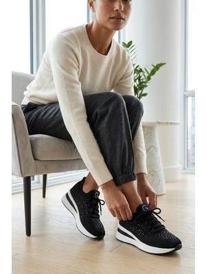 Merle Guja Ithal Özel Seri Içten Gizli Dolgu Triko Kadın Spor Ayakkabı Siyah