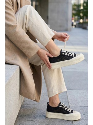 Sedona Guja Ithal Özel Seri Taş Detaylı Kadın Spor Ayakkabı Siyah