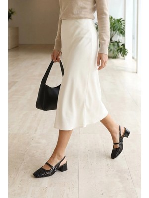 Enola Guja Özel Seri Ithal File Taş Detaylı Kadın Topuklu Ayakkabı Siyah