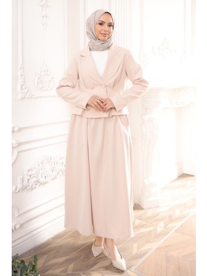 İmaj Butik Bej Ceket Etekli Takım