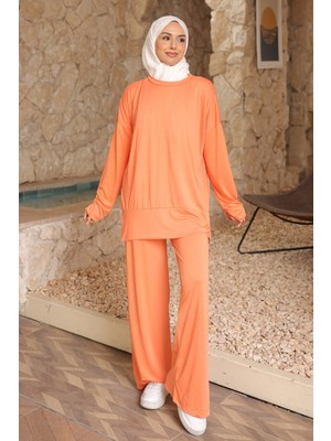 İmaj Butik Oranj Manşetli Tunik Pantolonlu Modal Takım