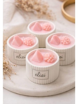 El Yapımı Dekoratif Soya Mum- Seramik Kapta Japon Kiraz Çiçeği Kokulu Mum