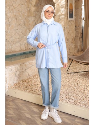 İmaj Butik Bebe Mavi Düğmeli Ön Detaylı Tunik