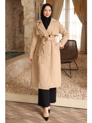 İmaj Butik Vizon Kruvaze Yaka Astarlı Trençkot