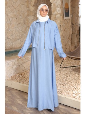İmaj Butik Bebe Mavi Ceket Kombinli Elbise