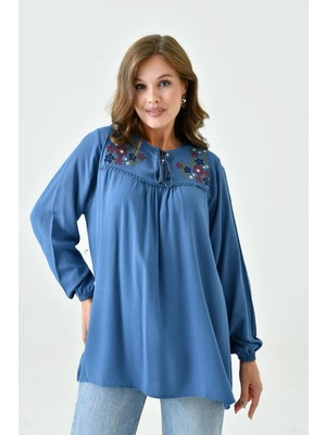 Lifera Nakışlı Şile Bezi Bluz