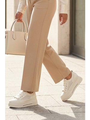 Leticia Guja Ithal Özel Seri Yan File Detaylı Kadın Spor Ayakkabı Bej