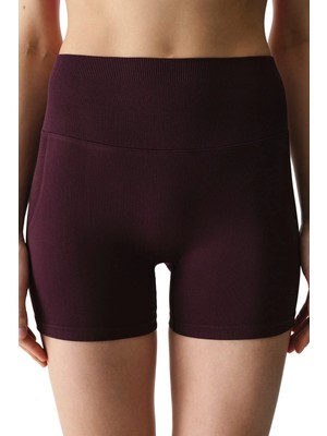 Penti Bordo Seamless Dikişsiz Yüksek Bel Push Up Kısa Tayt