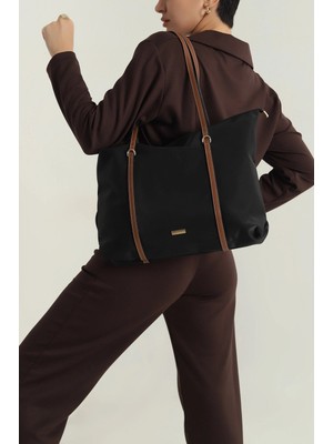 Çift Saplı Paraşüt Kumaş Büyük Boy Shopper Çanta Üniversite Ofis Anne Bebek Omuz Çantası (47X30X15)