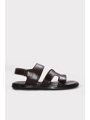 Fast Step Hakiki Deri  Erkek Düz Terlik 295MA1034