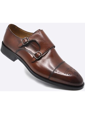 Darkwood Erkek Klasik Ayakkabı-Tokalı-Taba Renk-Deri