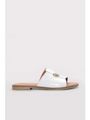 Fast Step Hakiki Deri  Kadın Düz Terlik 972ZA1460