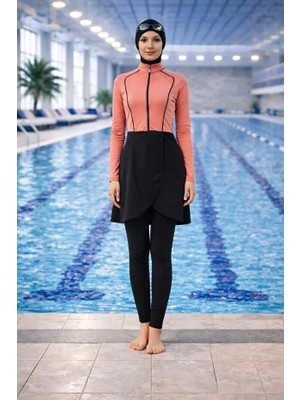 Tesmay Hızlı Kuruyan Mayo Kumaşı Likralı Kadın Tesettür Mayo 2177