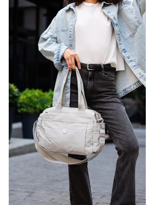 Sanmorris Şık ve Modern Çok Fermuarlı Bölmeli Kadın El ve Omuz Çantası Günlük ve Seyahata Uygun (28X34X15)