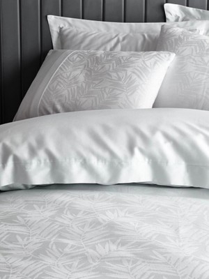 Colezium Çift Kişilik Jakarlı Saten Nev Takımı Leaf Buz Mavisi