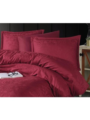 Colezium Exclusive Jakarlı Çift Kişilik Pamuk Saten Nev Takımı Hemera V2 Bordo