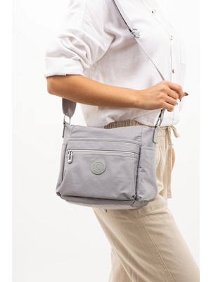 Sanmorris Kadın Çok Gözlü Suya Dayanıklı Krinkıl Kumaş Ayarlanabilir Çapraz Askılı Omuz Çantası 4007