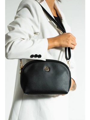 Sanmorris Kadın Çapraz Askılı 3 Gözlü Çift Metal Fermuarlı Gold Aksesuar Omuz Çantası