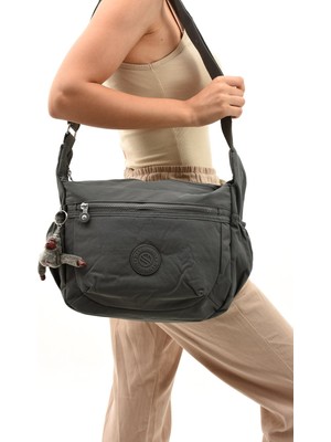 Sanmorris Kadın Suya Dayanıklı Kumaş Çok Gözlü Çapraz Askılı Renkli Okul Seyahat ve Omuz ÇANTASI(20X30X11)