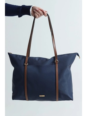 Çift Saplı Paraşüt Kumaş Büyük Boy Shopper Çanta Üniversite Ofis Anne Bebek Omuz Çantası (47X30X15)