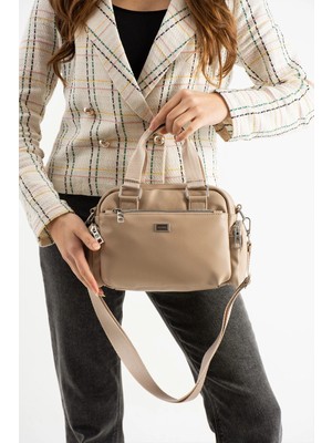 Sanmorris Kadın Çok Gözlü Siyah Mat Ayarlanabilir Çapraz Askılı El ve Omuz Çantası S-1422( 20X22X9 )