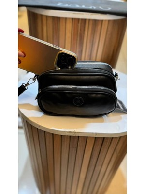 Sanmorris Kadın Çok Gözlü Fermuarlı Yumuşak Deri Küçük Boy Çapraz ÇANTA(20X14)