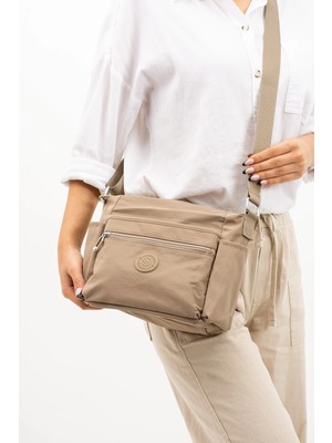 Sanmorris Kadın Çok Gözlü Suya Dayanıklı Krinkıl Kumaş Ayarlanabilir Çapraz Askılı Omuz Çantası 4007