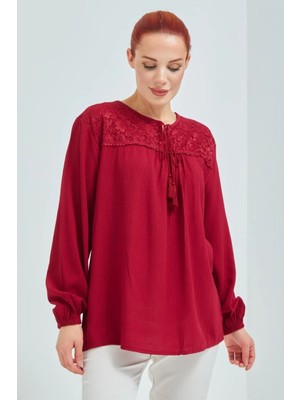 Lifera Dantel Detay Şile Bezi Bluz