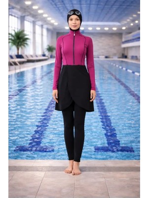 Tesmay Hızlı Kuruyan Mayo Kumaşı Likralı Kadın Tesettür Mayo 2177