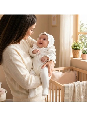 Jakarlı Fırfırlı Tulum Yenidoğan Hastane Çıkışı %100 Pamuk