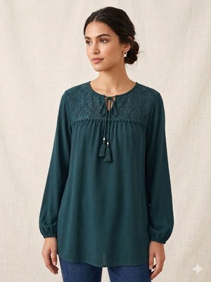 Lifera Dantel Detay Şile Bezi Bluz