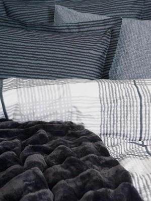 Colezium Trim Çift Kişilik Battaniyeli Nev Takımı Smooth Siyah