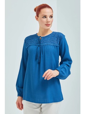 Lifera Dantel Detay Şile Bezi Bluz