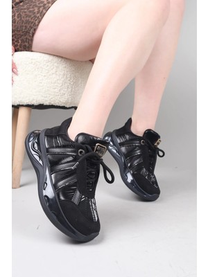 Birikon Pıra Kalın Tabanlı Spor Ayakkabı Siyah