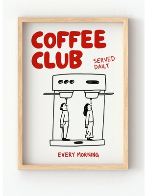 Viela Home Ahşap Çerçeveli Coffee Club Poster – Kahve Temalı Tablo Ev Dekoru