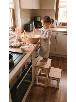 Moccotoys Montessori Aktivite Masası & Tabure Set & Öğrenme Kulesi &  Basamak Merdiven 4 lü set