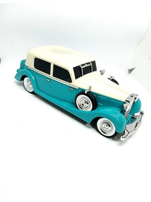 Mustran Goldkama 1930S Nostaljik Klasik Araba Bluetoothlu Aux Radyo Hoparlör Işıklı Far Dekoratif Hediyelik