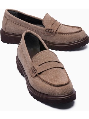 Mubiano Kadın Süet Loafer Günlük Ayakkabı Nerra Vizon