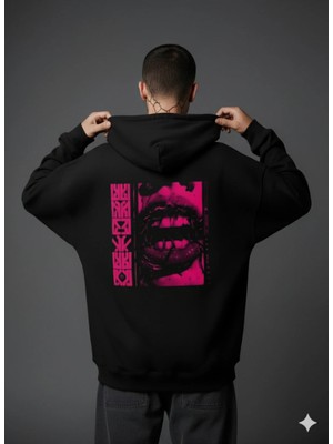 Lenithra Lip And Thorn Sırt Baskılı Unisex Oversize Hoodie
