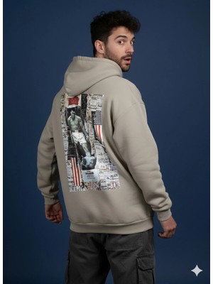 Lenithra Muhammed Ali Sırt Baskılı Unisex Oversize Hoodie