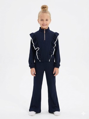 Wikiboom Kız Çocuk Yarım Boğaz Dar Kalıp  Ispanyol Paça Alt Üst Takım 03101-S