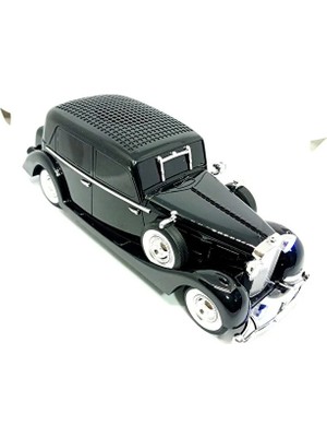 Mustran Goldkama 1930S Nostaljik Klasik Araba Bluetoothlu Aux Radyo Hoparlör Işıklı Far Dekoratif Hediyelik