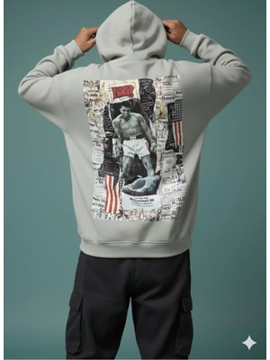 Lenithra Muhammed Ali Sırt Baskılı Unisex Oversize Hoodie