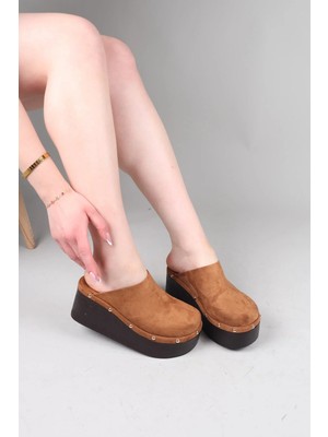 Birikon Loreto Troklu Burnu Kapalı Dolgu Topuk Terlik Taba