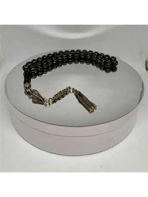 Tesbih TSBH0182HK 925 Ayar Gümüş Püsküllü Gümüş Işlemeli Karpuz Kesim Küre Kesim Erzurum Oltu Tesbih