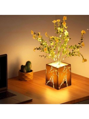 Ethab Ticaret Siyah Saksılı LED Yapay Çiçek